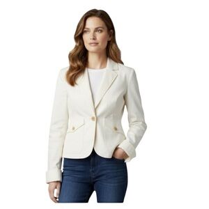 Talbots Women's White Fully Lined Blazer Size: 4P